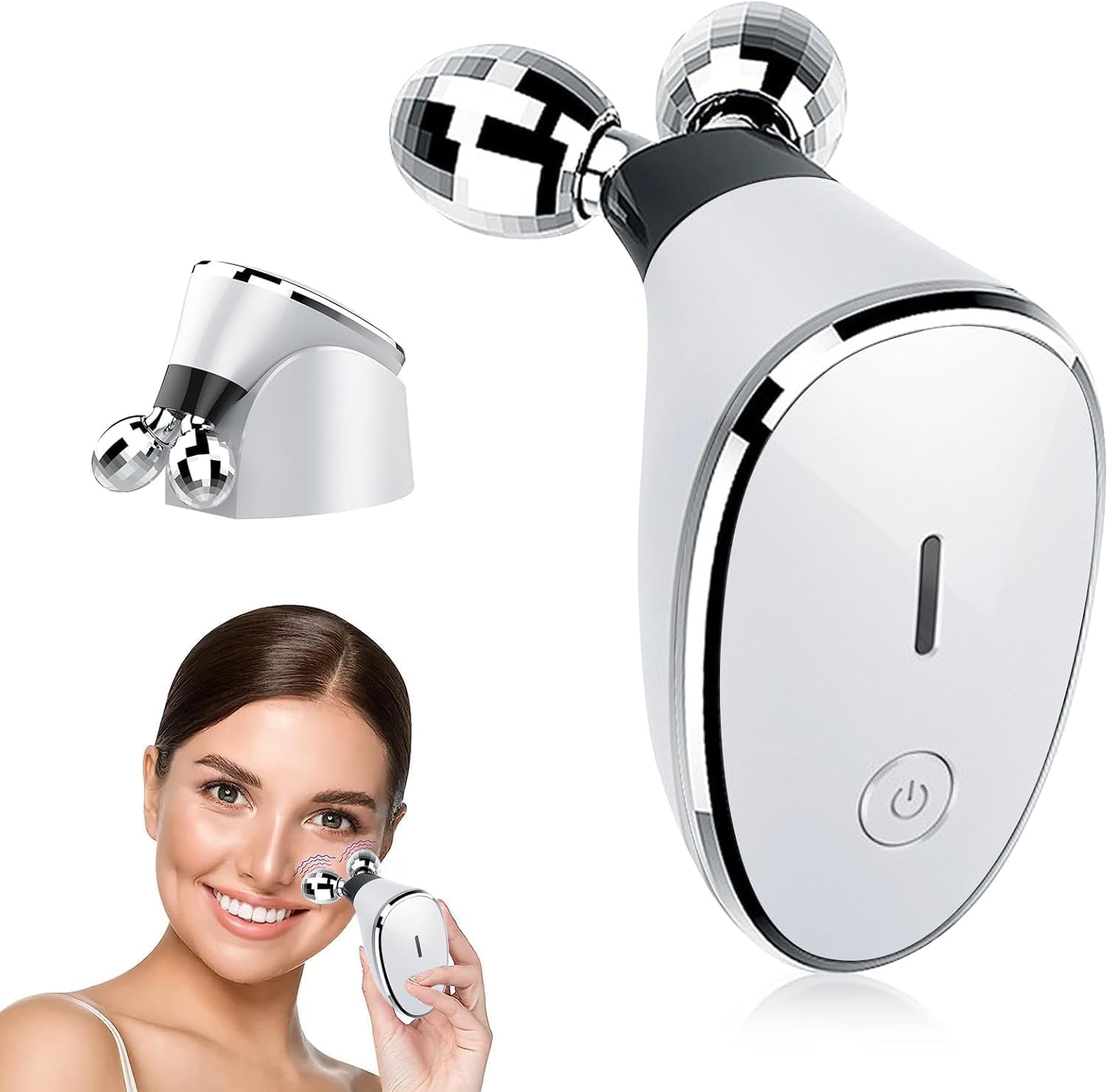 3D Roller Face Massager, 5-1 Anti-Wrinkle Beauty Device, EMS Face Lifting Body Slimming Device, Anti-Wrinkle Face Massager,Skin Tightening, Double Chin Reducer, 360 Degree Face Rollers for Women & Men (Multi 0)-image-46