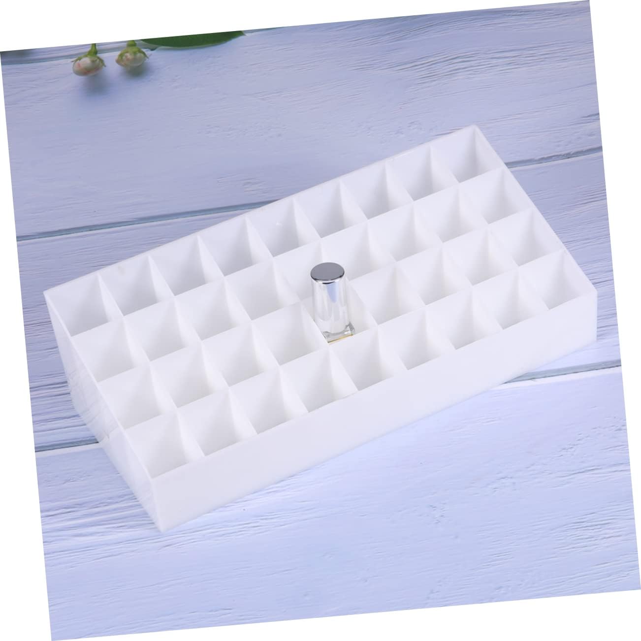 Housoutil 3pcs Slots Lipstick Storage Organizer Creative Makeup Holder for Desk Space-saving Cosmetic Display Case White for Home and Shop