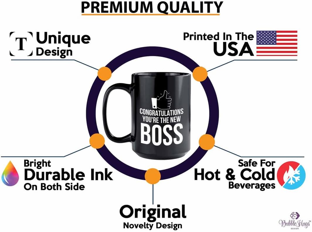 Boss Coffee Mug 15oz Black - You’re The New Boss - Businessman Employee Head Manager CEO Chief Leader Headman Supervisor Management Company Chairman