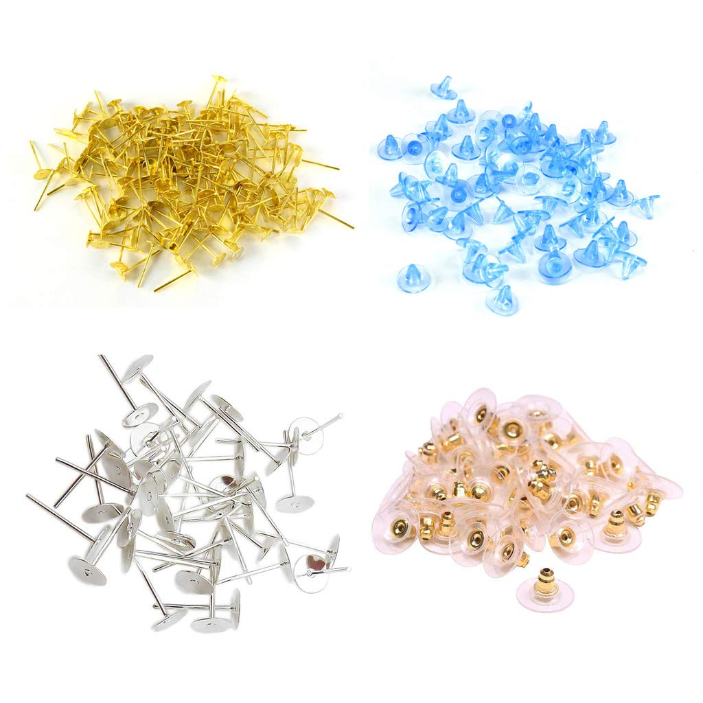 UnobiteUnobite Gold and Silver Earring Studds with Earring Rubber Back for Jewellery Making
