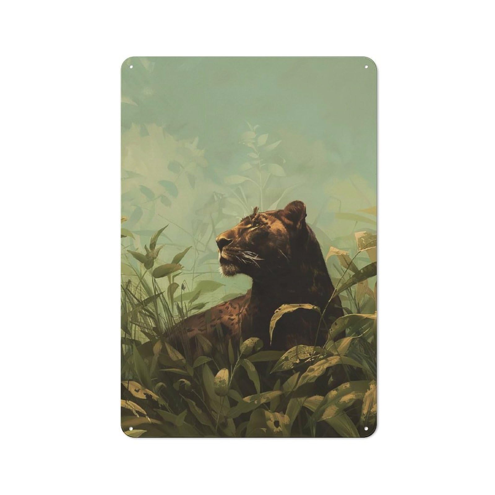 Junmoney Black Panther In Jungle Metal Sign 30X20cm With For Pub Or Café, Vintage Decor, For Metal Sign Collectors, For Garage And Workshop Walls