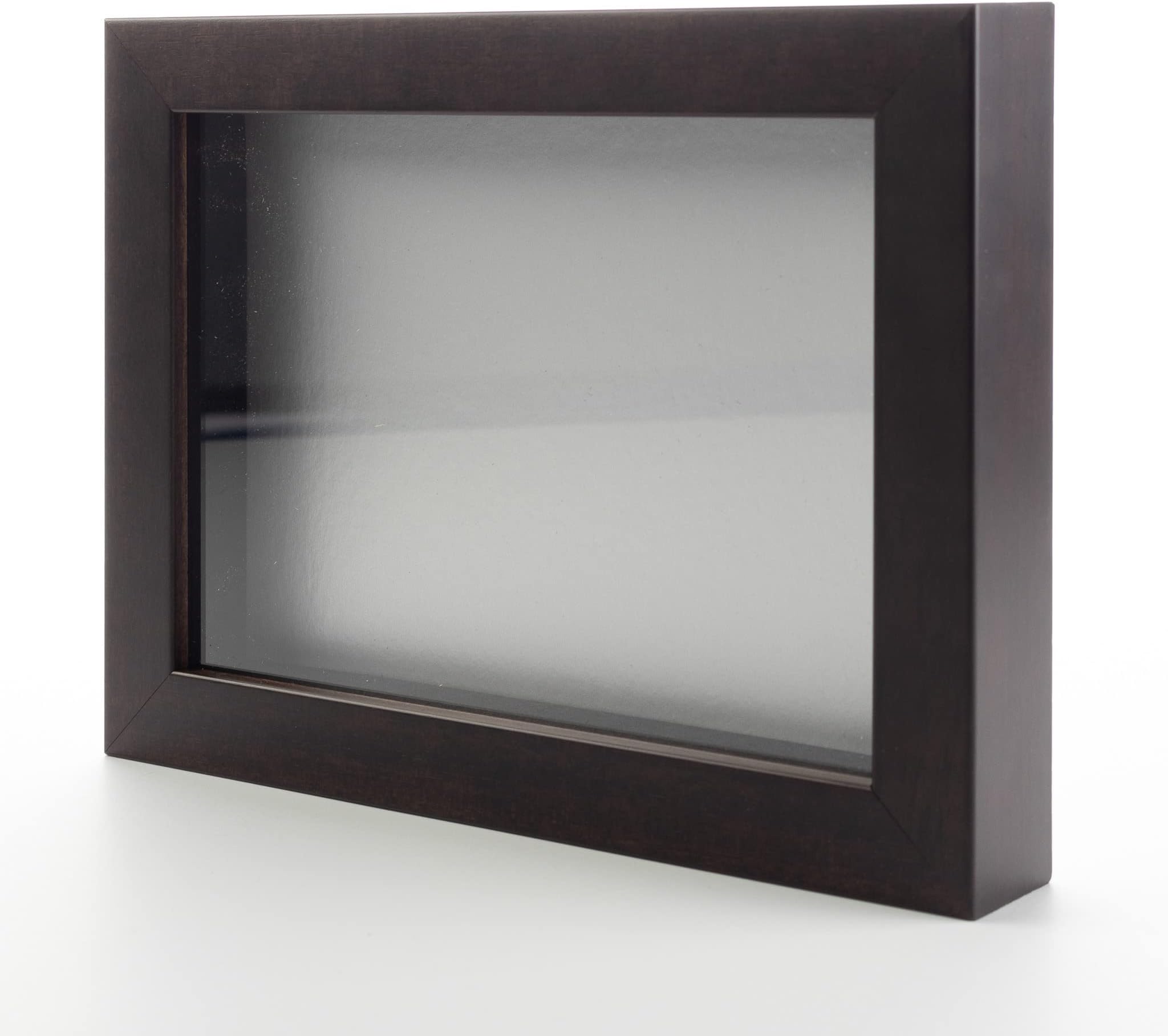 Dark Brown 20x24 Shadow Box Solid Wood Display Frame with Silver Acid-Free Backing UV Acrylic & Hanging Hardware | 3/4" Usable Depth
