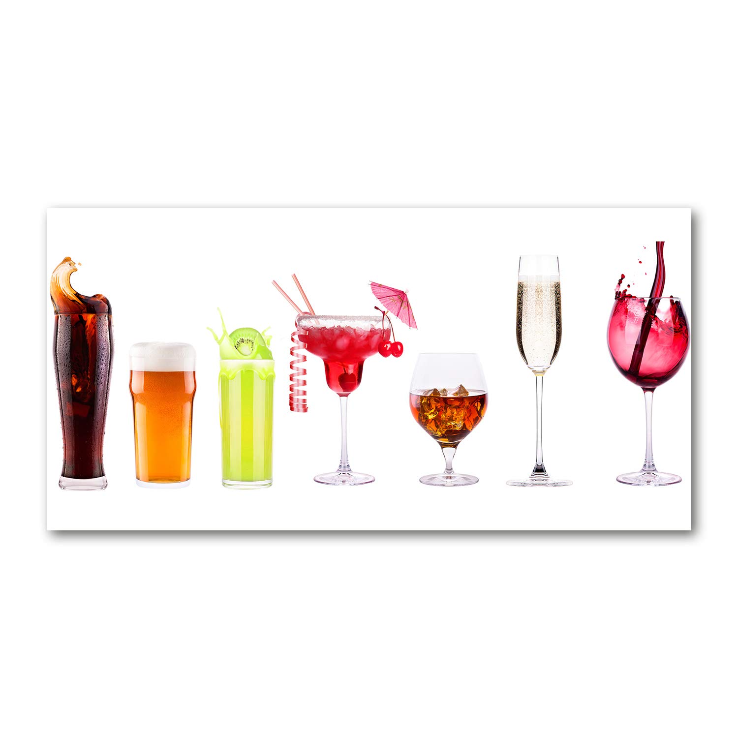Tableau plexiglas haut de gamme 140x70cm image de boissons éclatante Tulup