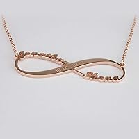 Vista 4 de Collar Personalizado de Nombre Infinito de Oro con Corazón Hermosa Flecha Ancla Brújula Montaña Constelación Colgante de Amor Eterno Joyería Mejores