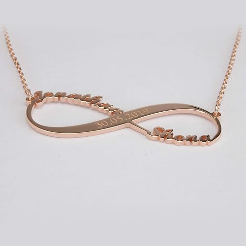 Miniatura 4 de Collar Personalizado de Nombre Infinito de Oro con Corazón Hermosa Flecha Ancla Brújula Montaña Constelación Colgante de Amor Eterno Joyería Mejores