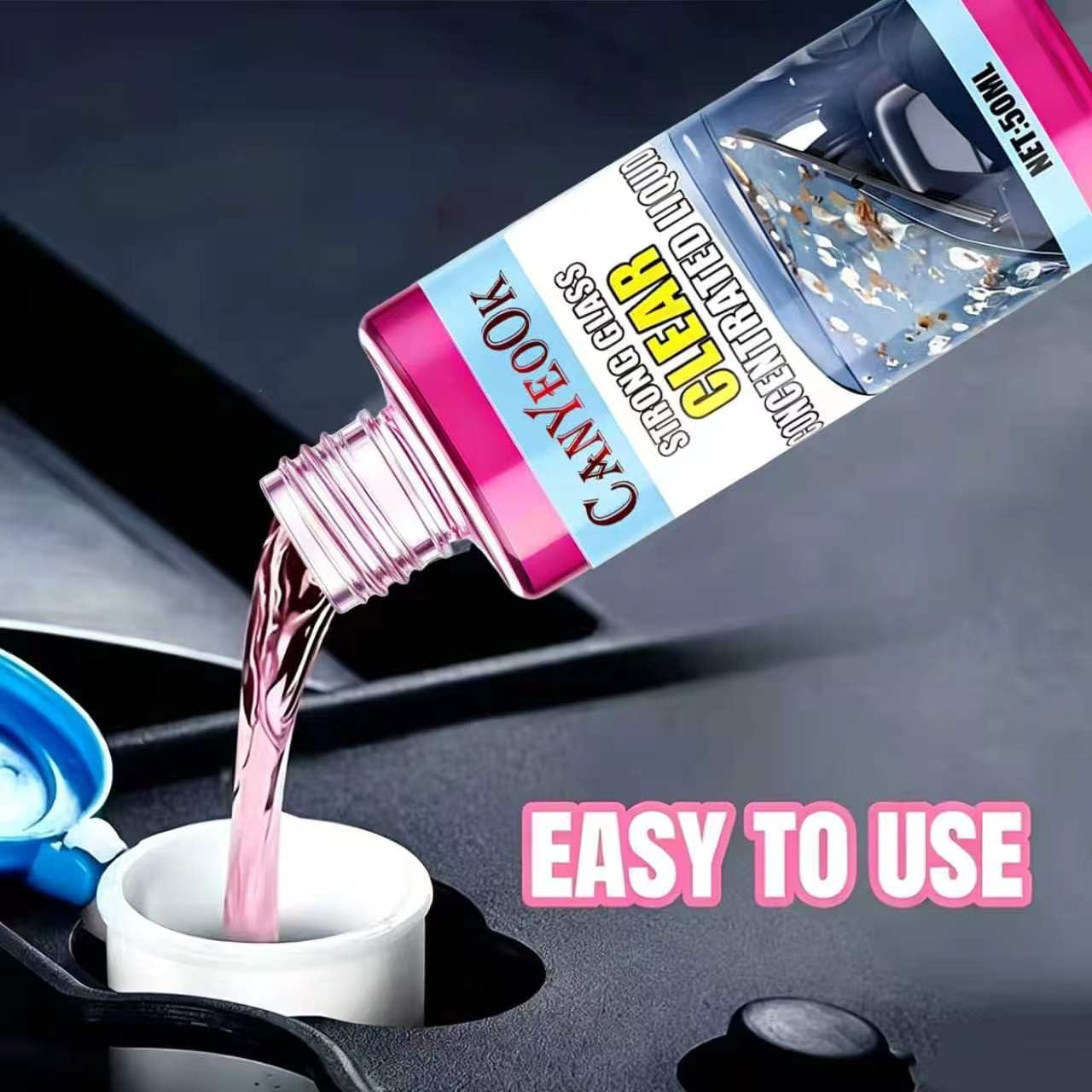 Glass Cleaner for Car Windshield, 50ML Concentrated Windshield Cleaner Fluid, Car Windshield Washer Fluid for Auto Glass, Mirrors, Windows, Anti Fog Clear Vision Formula image 4