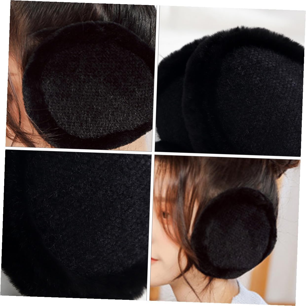 Plush Warm Earmuffs Foldable Windproof Ear Warmers for Men and Women Winter Outdoor Ear Protector in Black