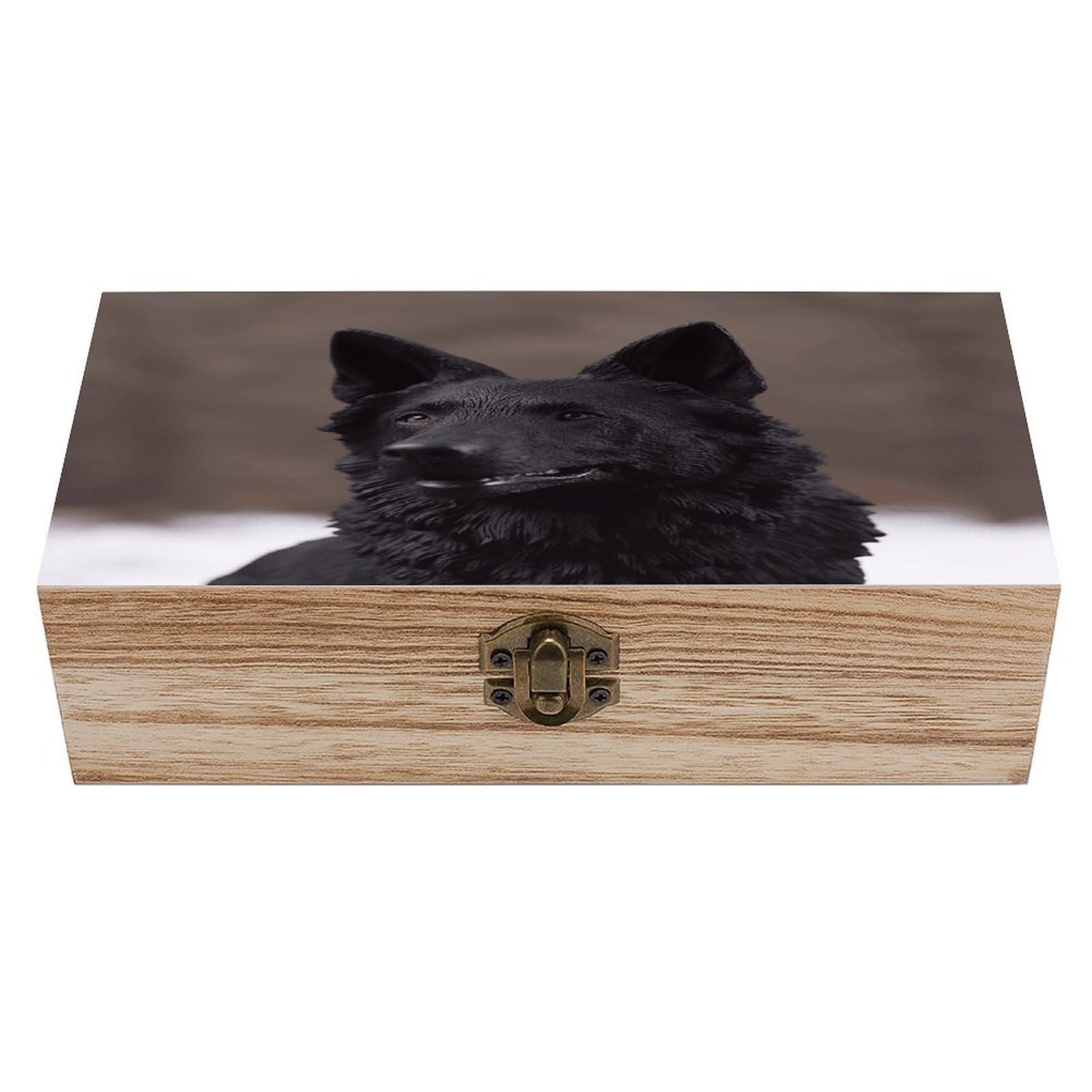 VstaDank Black German Shepherd Wooden Storage Box Wooden Keepsake Box with Hinged Lid Exquisite Solid Wood Decorative Jewelry Case Memory Box for Jewelry Photos Letters Crafts Trinkets