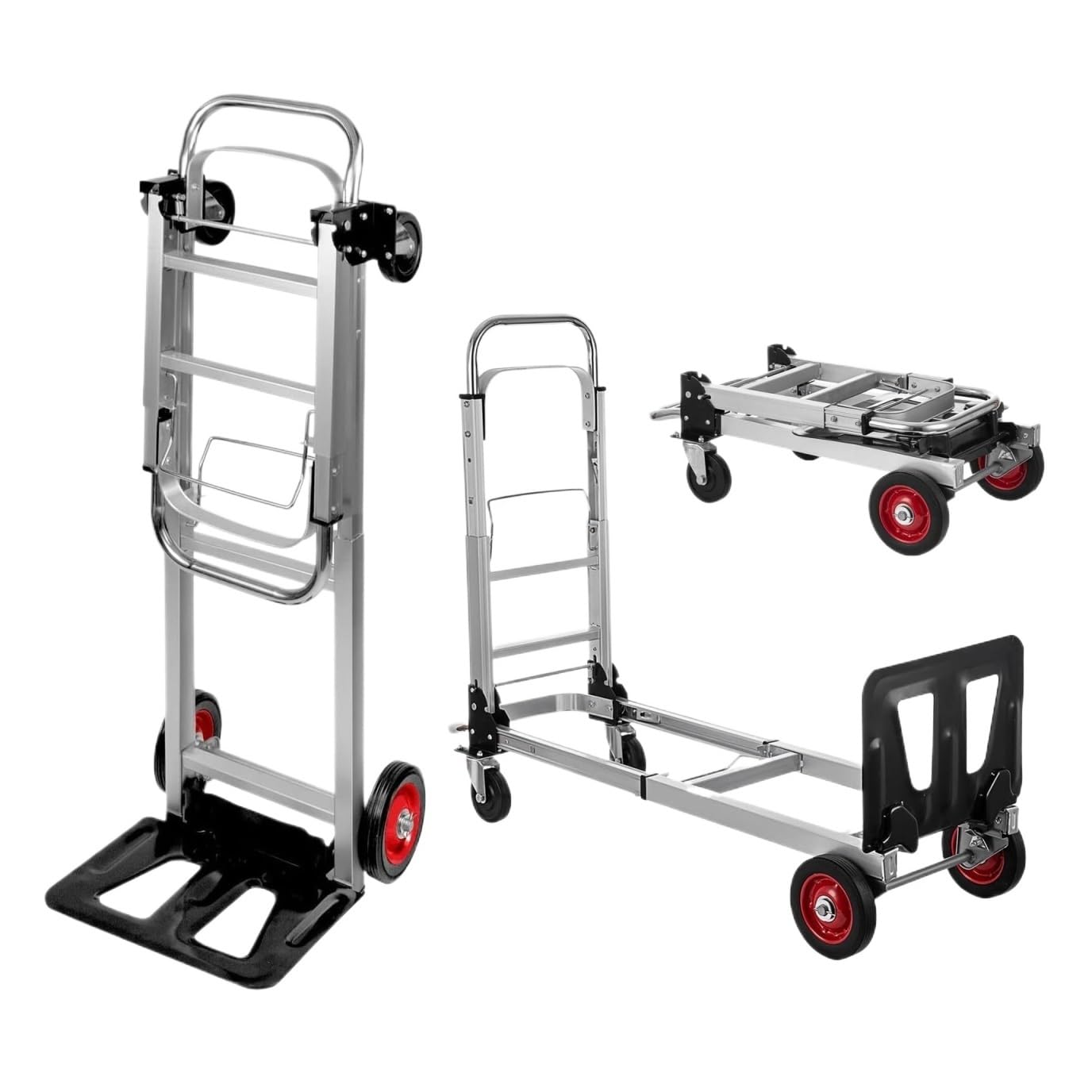 Aluminiowy wózek ręczny 2 w 1, wózek transportowy Heavy Duty Sackkarre, do użytku domowego i biurowego, kabriolet i lekki, łatwy w manewrowaniu, idealny do przeprowadzki i dostaw