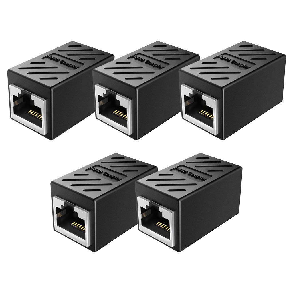 RJ45 Coupler 5 Pack Shielded Inline Gigabit LAN