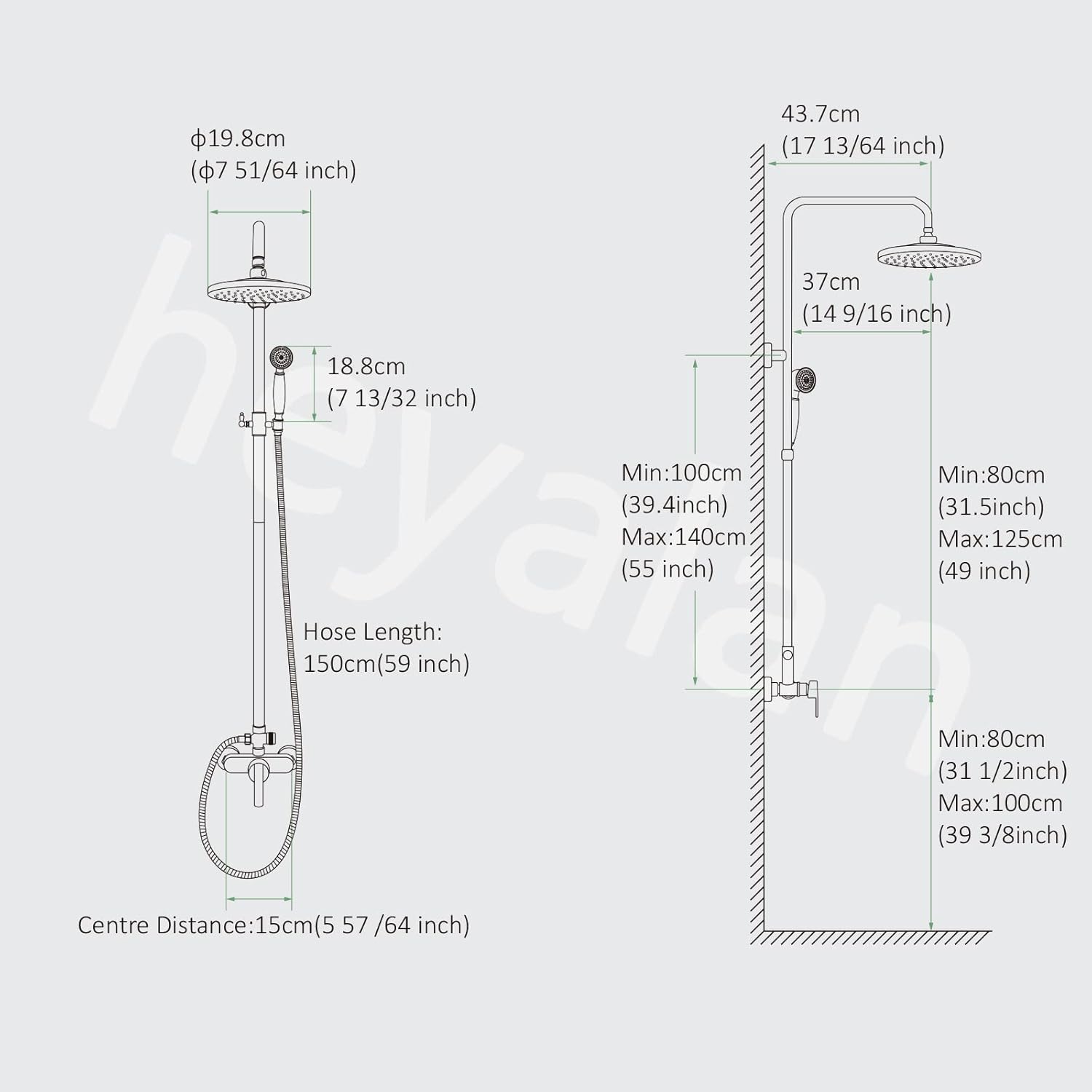 Buy Oil Rubbed Bronze Exposed Pipe Shower System 8 Inch Rainfall Shower