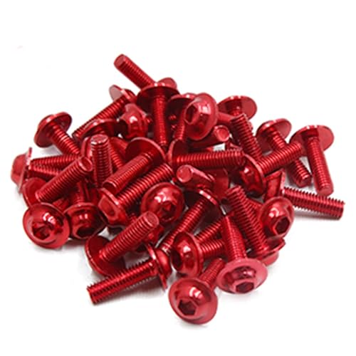 AUTUT Tornillos hexagonales de carenado de motocicleta pintados en rojo, rosca M6, paquete de 40