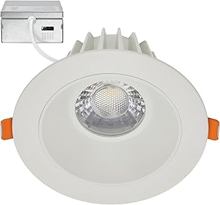 Maxxima 4 in. Ultra-Thin Recessed Anti-Glare LED Downlight, Canless IC Rated, 5 Color Temperature Selectable 2700K/3000K/3500K/4000K/5000K, Dimmable Square Stone Gray Trim, 90 CRI