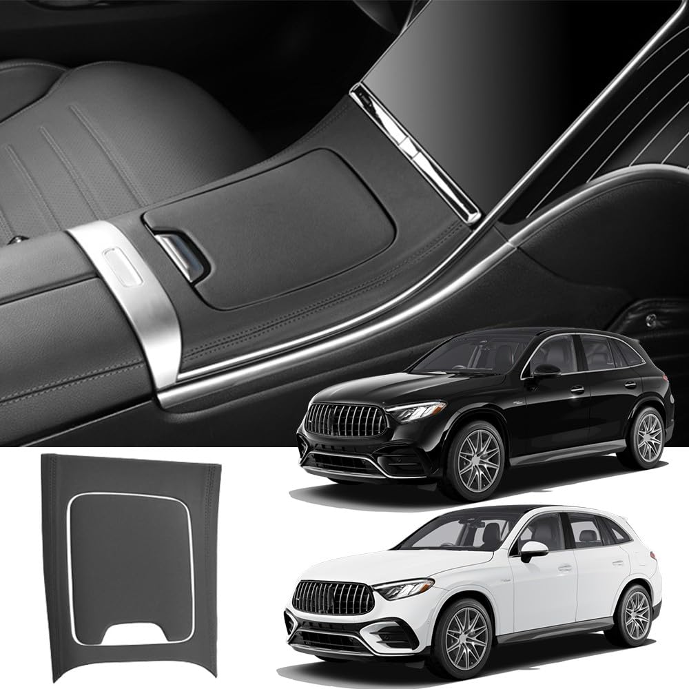 Adhesivo de Cuero para Panel de Consola Central Kit de cubierta de Decoración para Mercedes-Benz GLC Class X254 GLC260 GLC300 GLC300e AMG GLC 43 Coupe 2023 2024 Interiores Accesorios(Black)