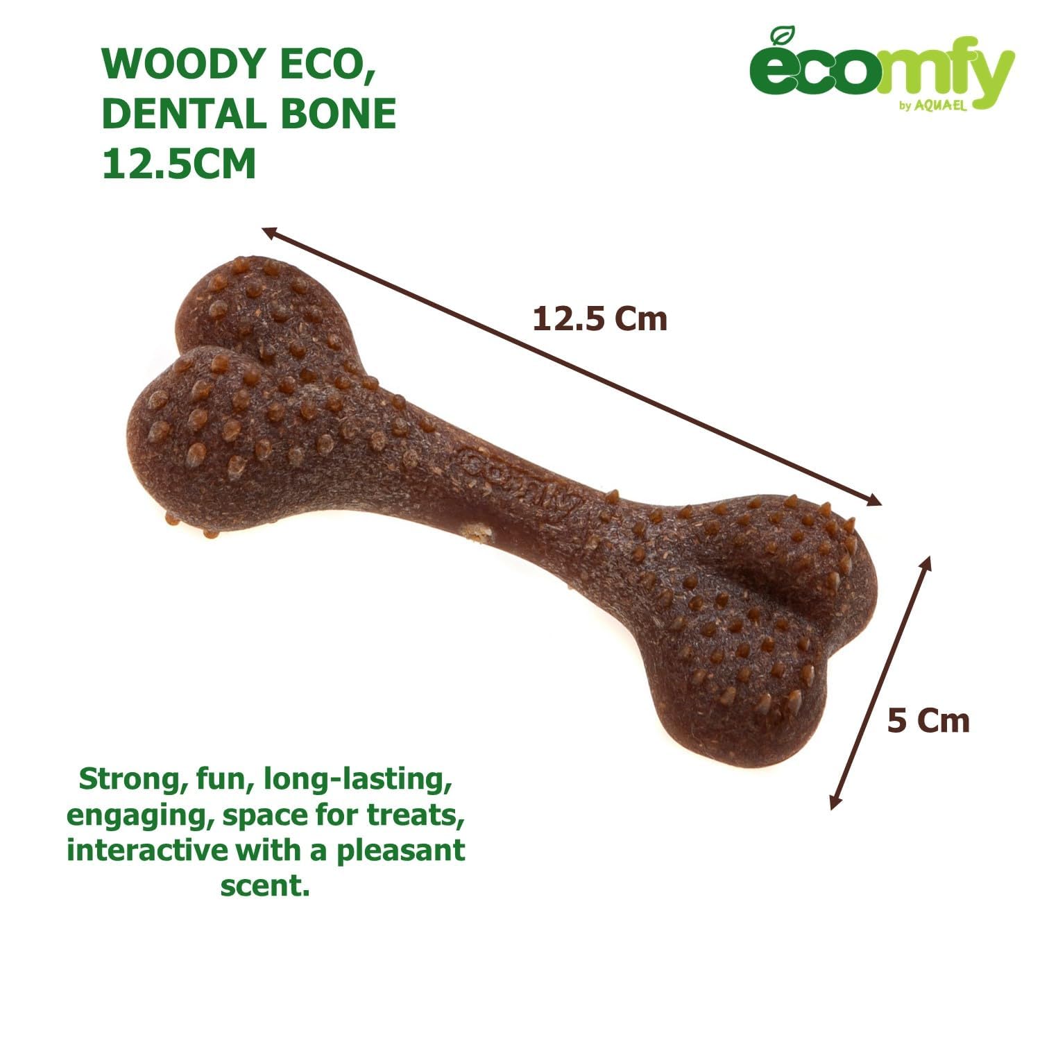 ECOMFY Woody Eco Chew Toys for Dogs |Dental Bone 12.5cm| Dog Toys For Boredom|Eco-Friendly Dog Chew Toy - Long-Lasting-Scented |Dog Chew Toys for Aggressive Chewers|Dental Health, Sustainable Playtime - Image 2
