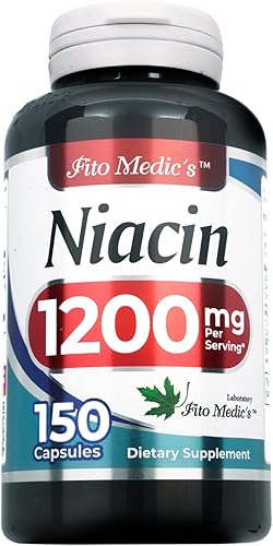 FITO MEDIC'S Lab - Niacina - Vitamina B3 - 1200 mg por porción, 150 cápsulas de - Vitamina B3 niacina - Ultra alta absorción.