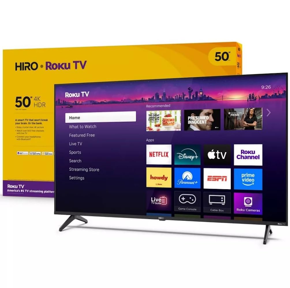 Roku Hiro TV 50" 4K LED Smart TV H50C4C4 60Hz HDR10, 16:9 Aspect Ratio. with Wi-Fi, Bluetooth, 3X HDMI Ports, Supports Apple Airplay - H50C4C4 (Renewed)