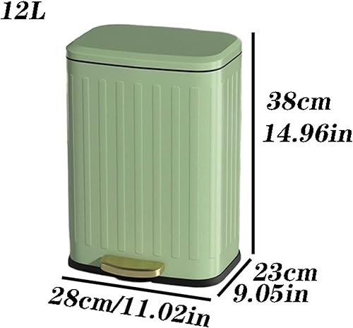 Miniatura 2 de HIHELO Cubo de basura de 6L12L para el hogar, cocina, sala de estar, papelera de gran capacidad, con pedal de doble capa, cubo de basura de acero