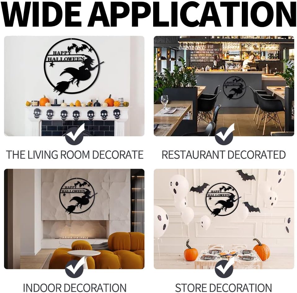 QMCAHCE Halloween Metal Witch Wall Art Decoration 3D Banshee Wall Silhouette Metal Wall Decor for Home Office Living Room Garden Bedroom Decor Sculpture (Broom) : Home & Kitchen