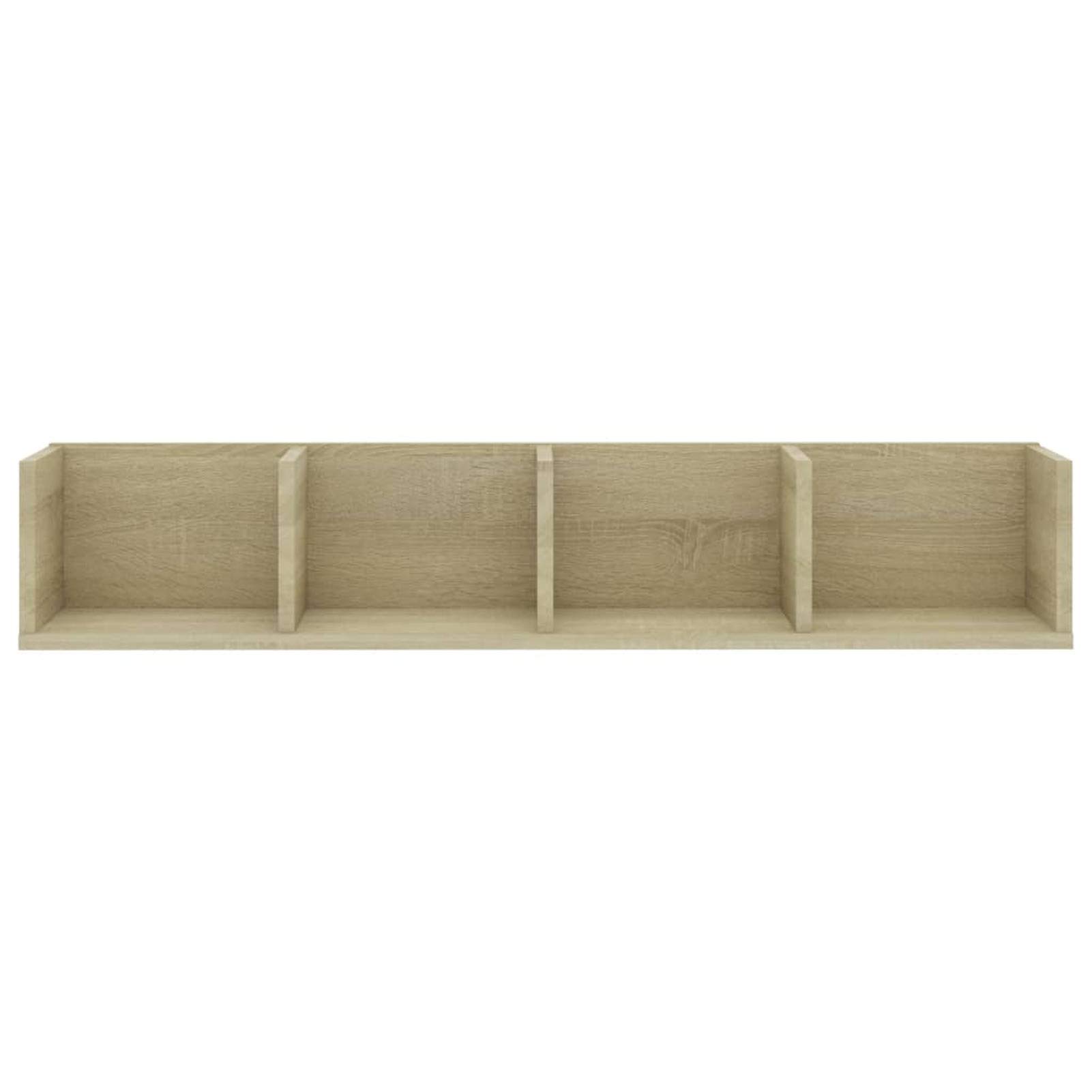 Tidyard Estantería flotante para CD y DVD, con 4 estantes, 100 x 18 x 18 cm, roble Sonoma