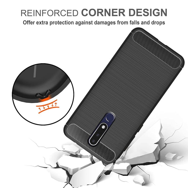 Image of Hybrid Carbon Fiber Back Case for Nokia 3.1 Plus (Black)