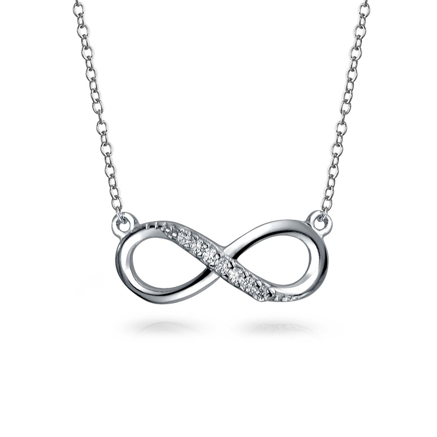 Bling Jewelry Colgante de Collar Infinito Nudo de Amor Eterno Promesa Romántica Estilo Estación Figura 8 Pavé CZ Para Mujer Novia .925 Plata de Ley Circonita Cúbica