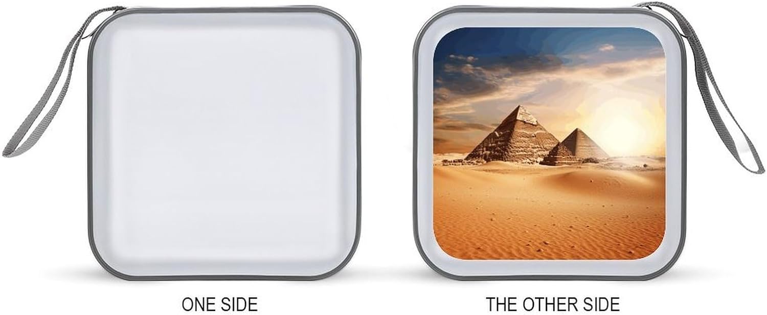Egyptian Pyramid in Desert CD Case Binder for Travel Car DVD Storage Box with Handles Fashion DVD Storage Case Cover CD Storage Binder for Movie Music Audio Disks 40 Disc Units