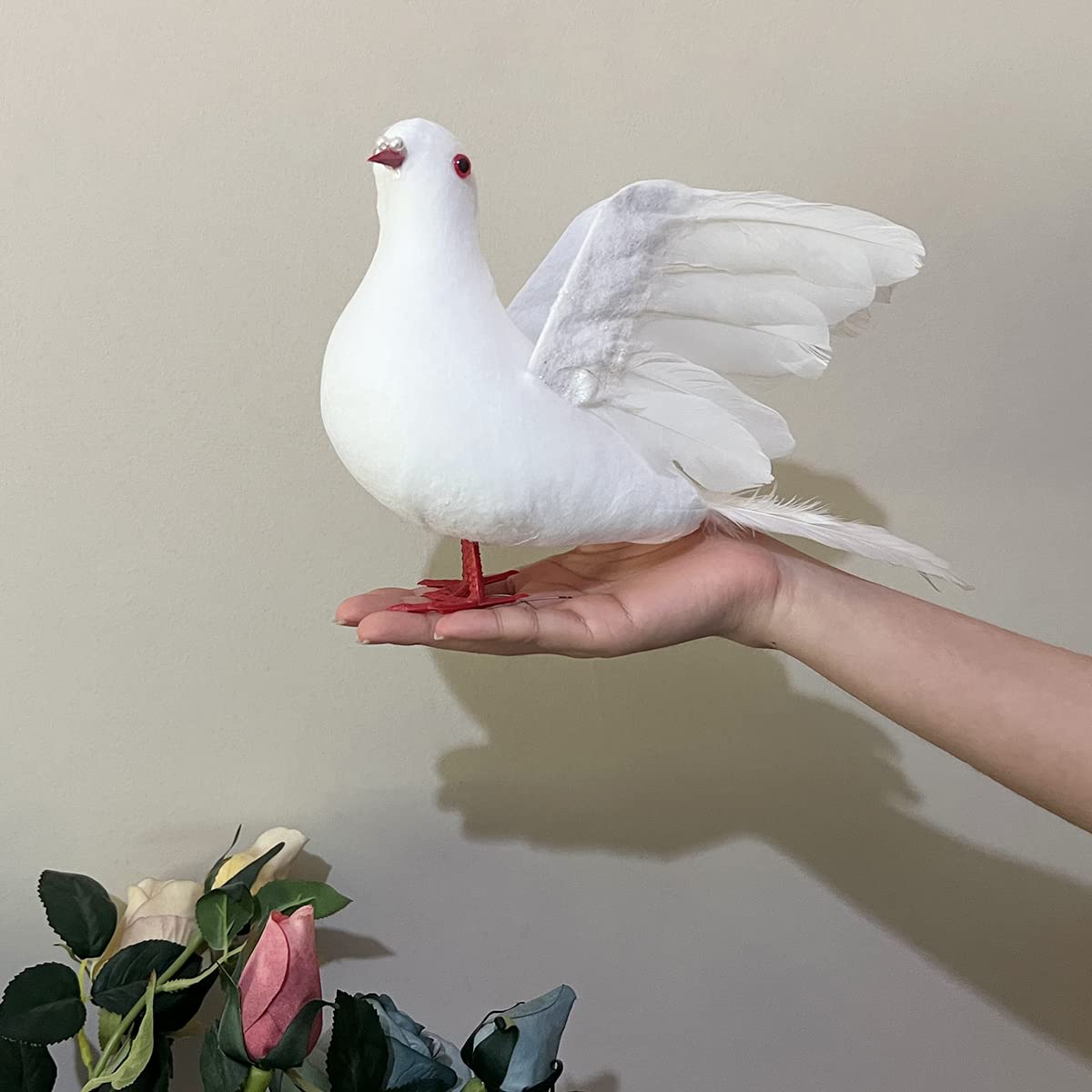 Lwingflyer Colombina Artificiale In Schiuma Con Piume – 17 Cm – Bianca, Ornamento Per Matrimoni, Composizioni Floreali E Decorazioni Fai Da Te