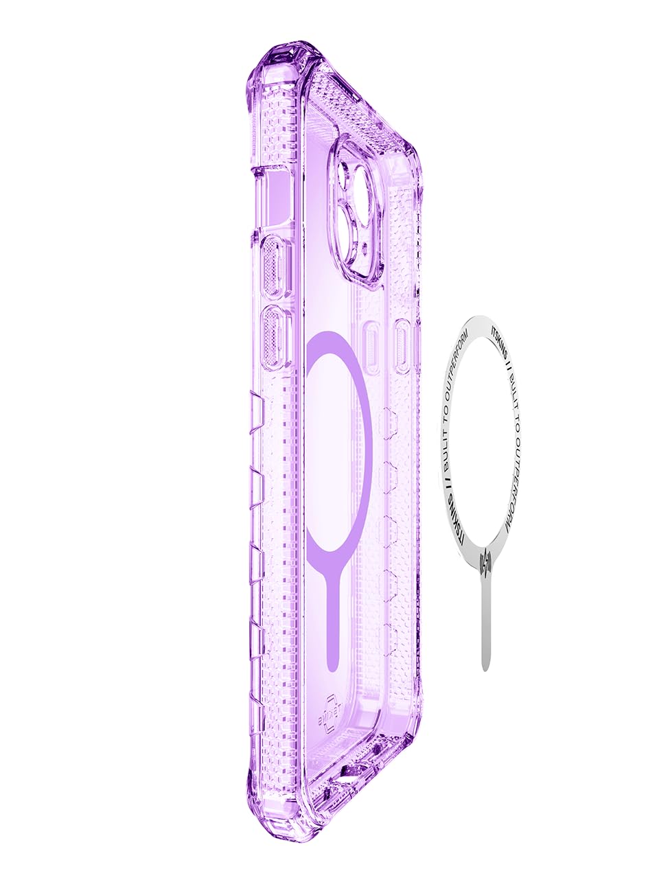 Itskins Supreme R // Clear Coque ultra hybride MagFit conçue pour iPhone 15 Plus, compatible avec MagSafe, anti-jaunissement, protection militaire, antichoc, coque magnétique transparente, violet