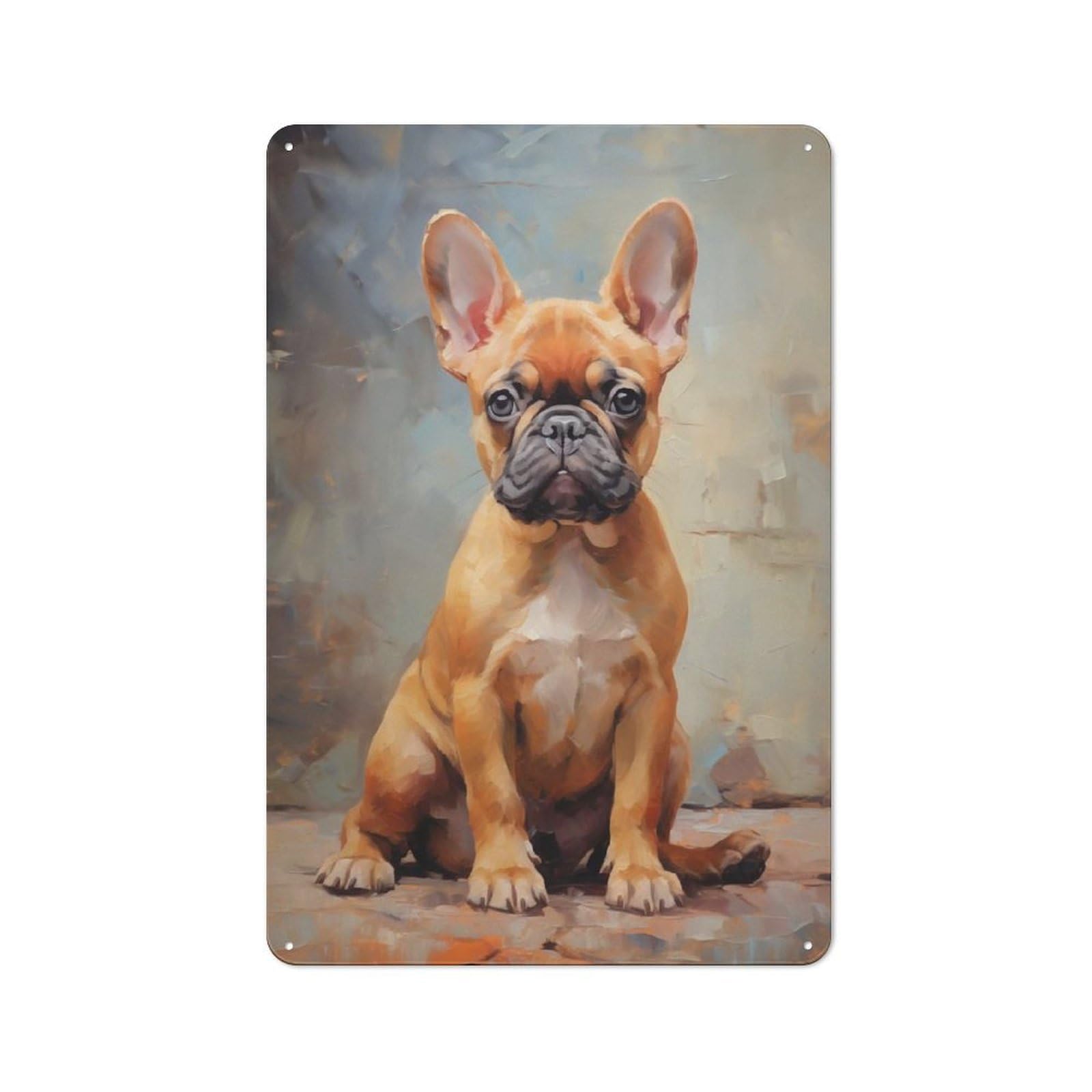 Junmoney French Bulldog Fawn Puppy Vintage Tin Sign 30X20cm With For Workshop Wall, For Makers And Diy Enthusiasts, For Retro Home Interiors