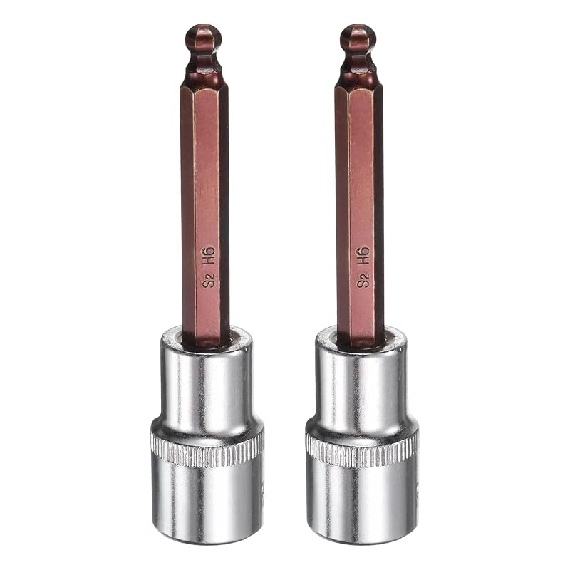 Kit com 2 Soquetes com Ponta Allen Esférica de 6 mm HARFINGTON, Encaixe Quadrado de 12,7 mm (1/2 pol.), Aço S2 e CR-V