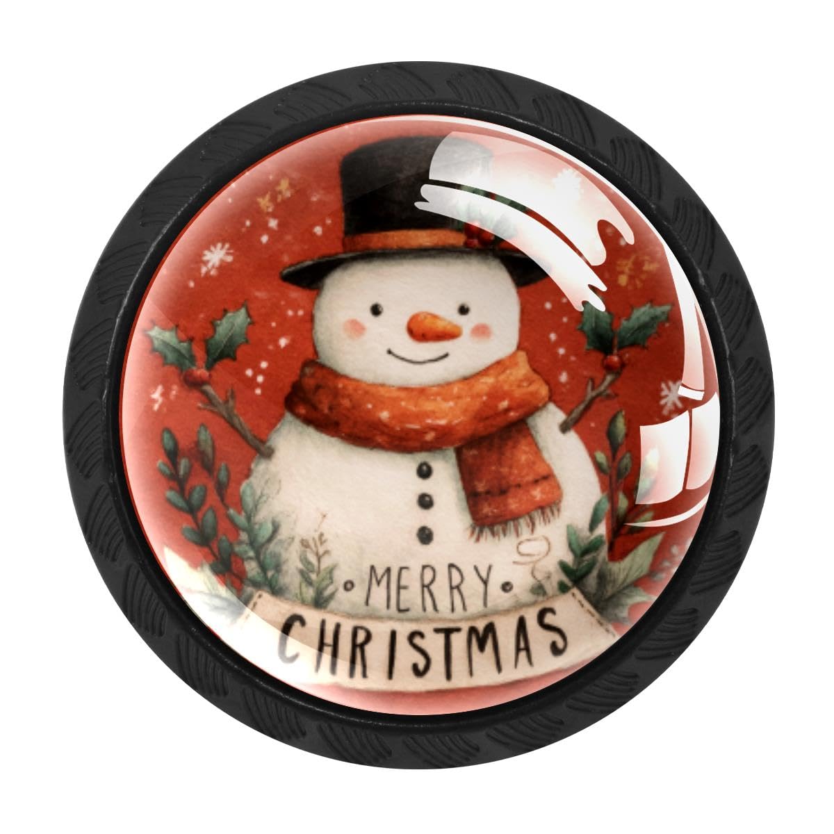 4 PCS Cabinet Knobs, Merry Christmas Snowman Drawer Knobs Dresser Handles