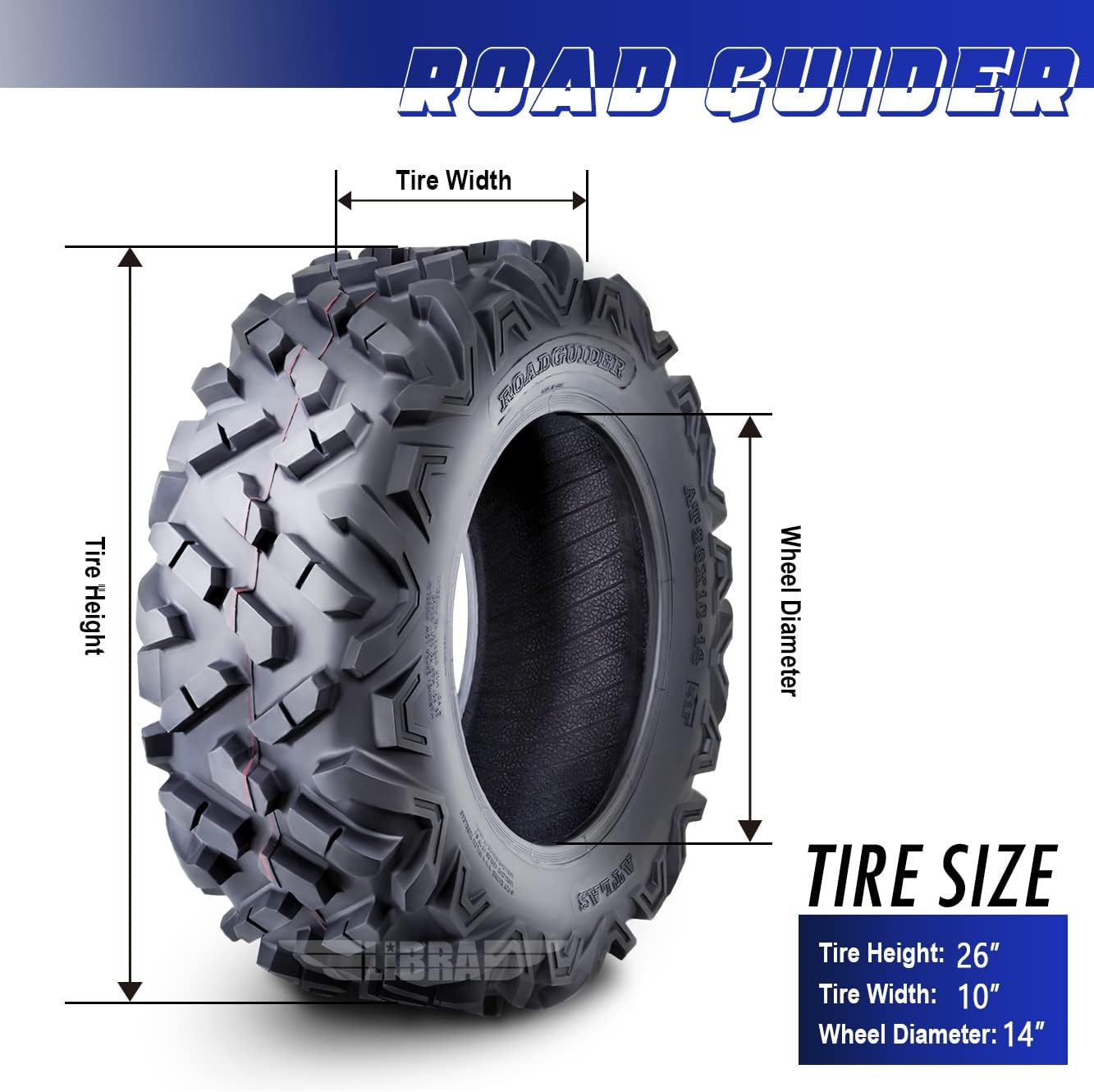 ROADGUIDER Set of 2 ATV UTV Tires 26x10-14 26x10x14 6PR All Terrain 10318