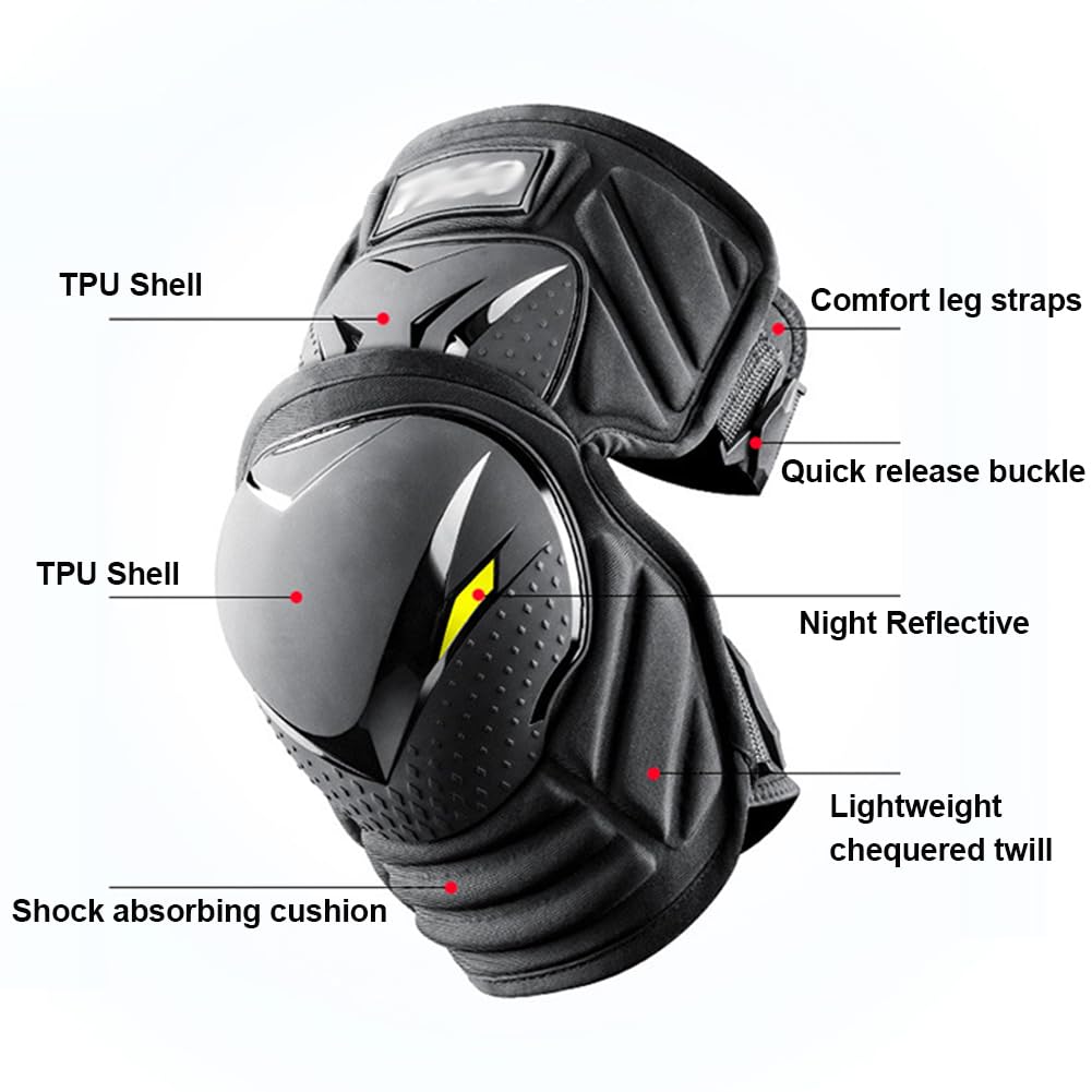 Ginocchiere Moto Traspirante, Anticollisione Ginocchiera Guscio in TPU Adulto Ginocchiere Protezioni per Motocross, Dirt Bike, Mountain Bike