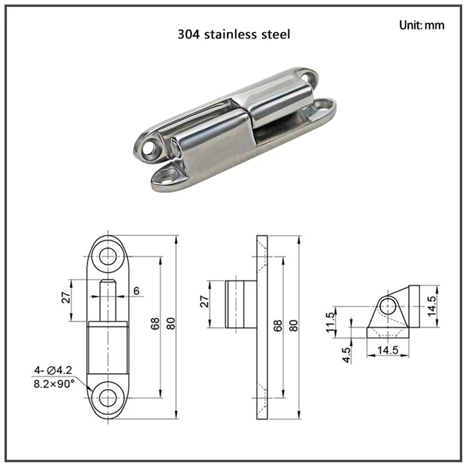Cerniera angolare in acciaio inossidabile for attrezzature meccaniche industriali, accessori hardware staccabili, 1 pezzo