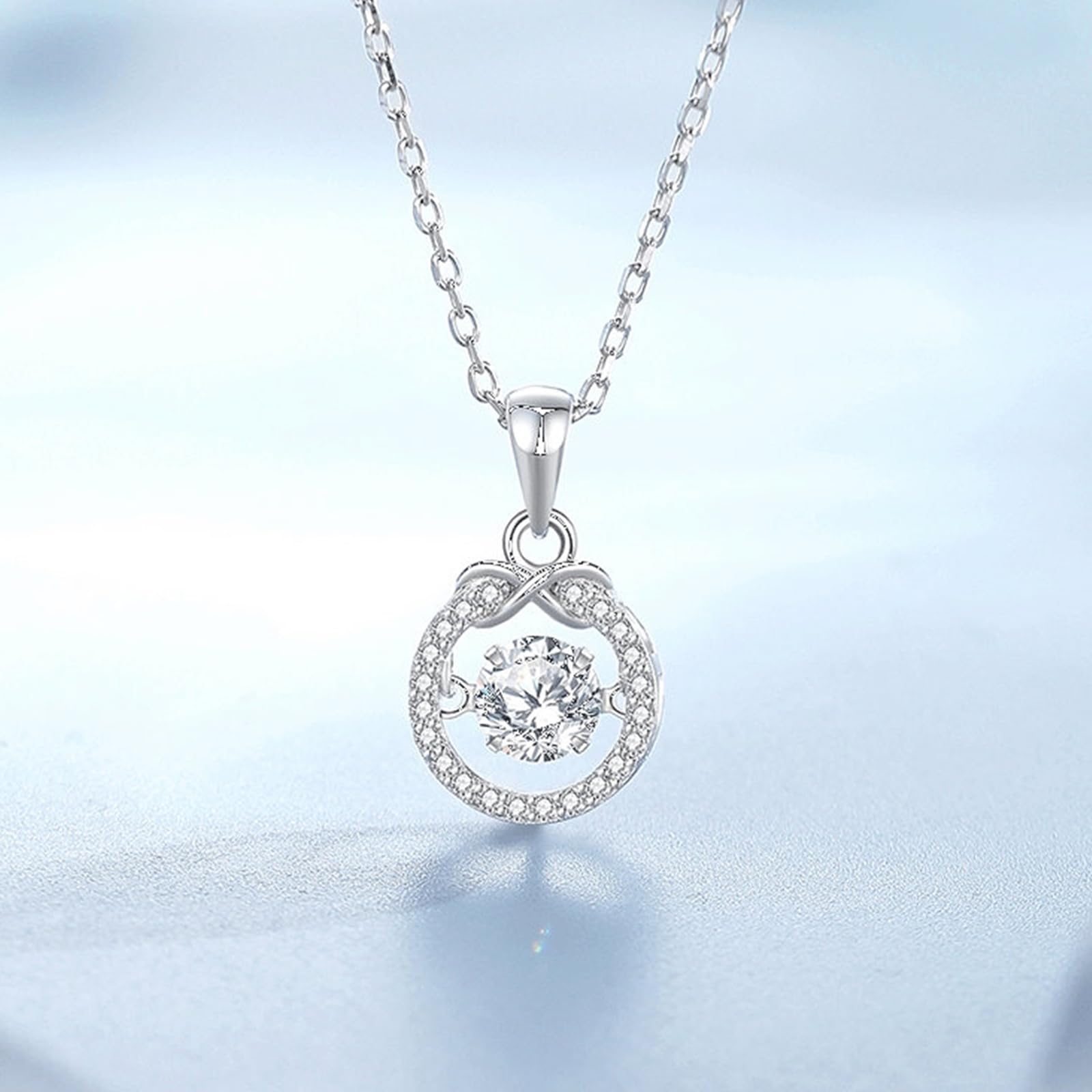 Platinum Infinity Naszyjniki dla kobiet Diament, Topaz Naszyjnik Platinum Pt950 Pływające ustawienie nieskończoności dla dziewczyny, diament