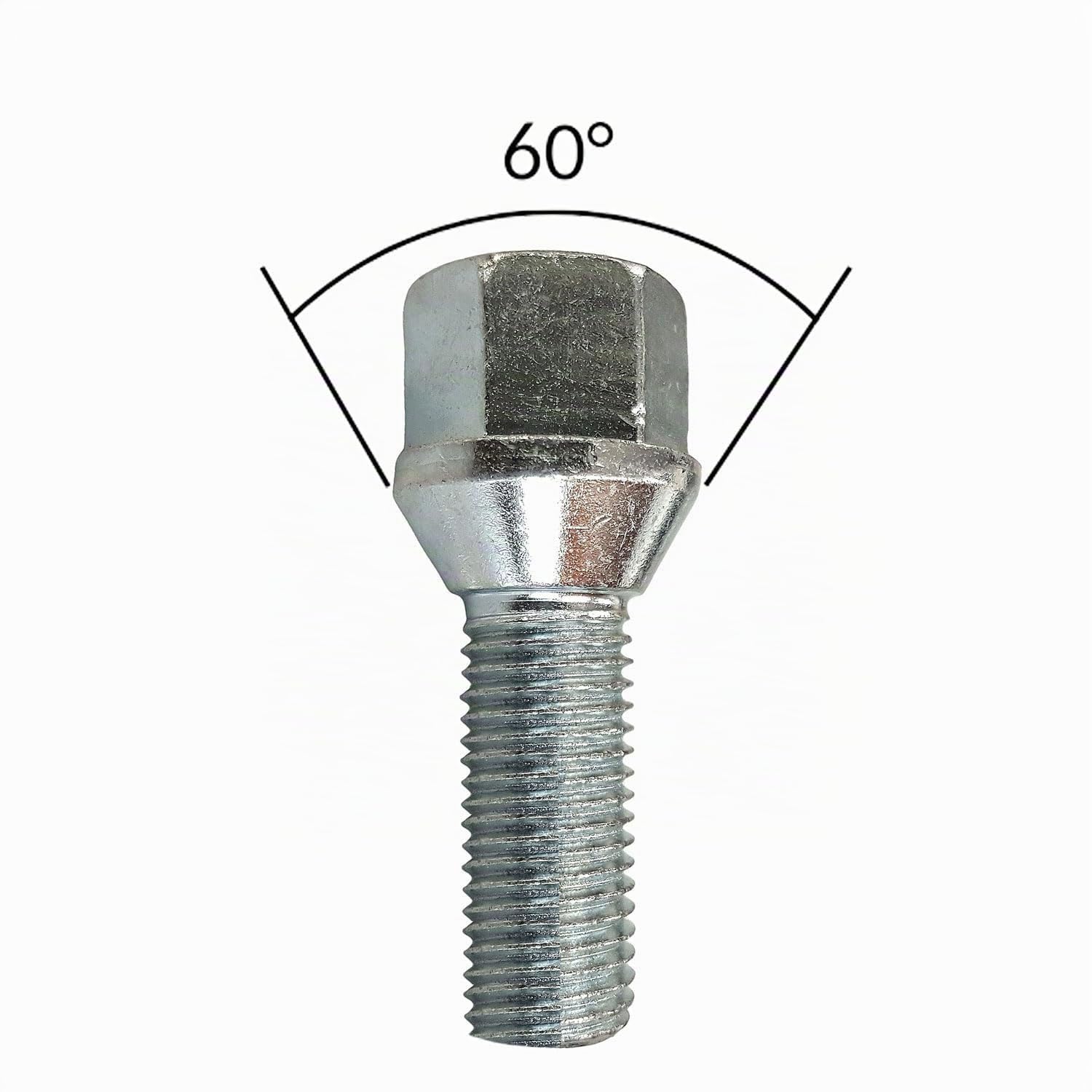 20 bulloni per ruota, conici, argento, M14 x 1,5, 35 mm