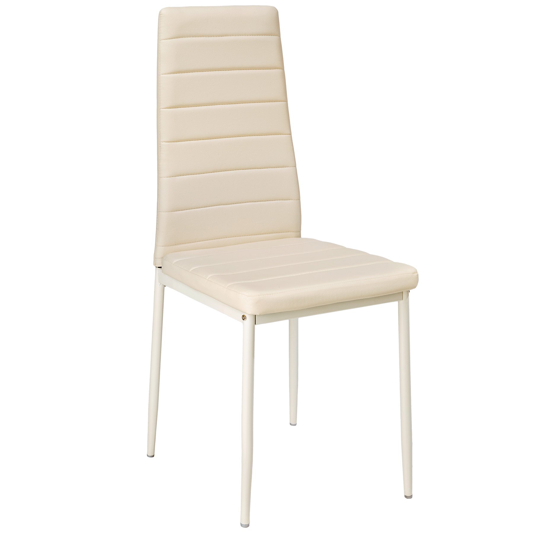 tectake® 4er Set Esszimmerstühle, Stuhl mit hoher Rückenlehne, 45 x 48 x 98,5 cm, Küchenstühle, Stühle für Esstisch, Esszimmer, Dining Table, Vorzimmer Möbel Set gepolstert - beige
