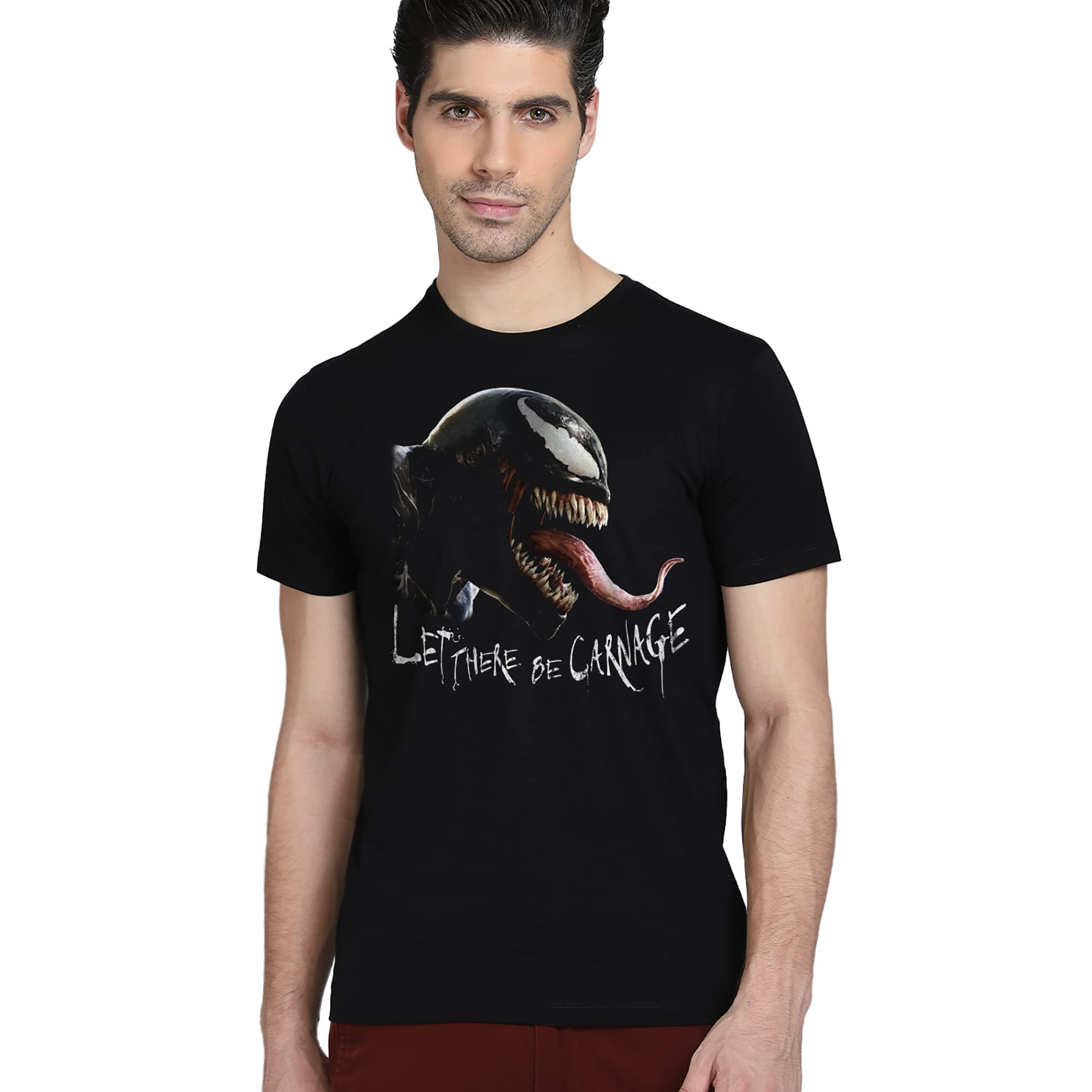 Free AuthorityVenom Printed Regular Fit Black Cotton Men's T-Shirt