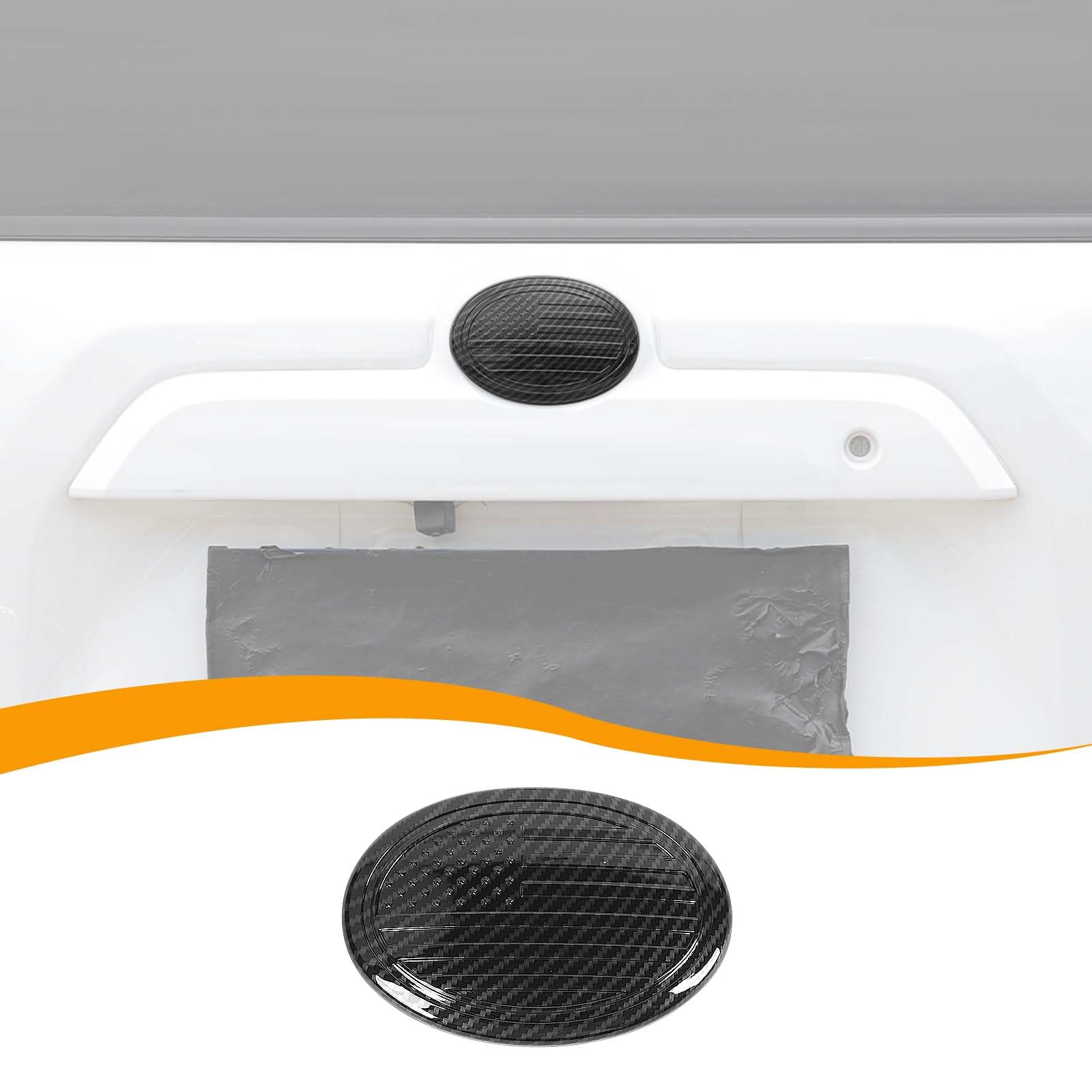 Hoolcar Rear Emblem Cover Trim 5.27 * 3.67 inch Tailgate Emblem Badge Cover Trim Exterior Accessories Compatible with Toyota, American Flag, Carbon Fiber