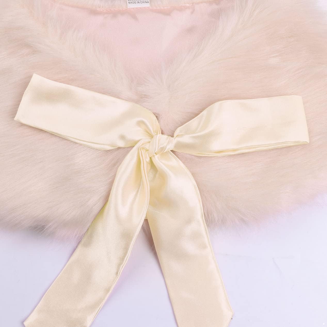 Kids Girls Faux Fur Ribbon Bowknot Princess Shoulder Cape Wedding Bolero Shrug Shawl Wrap Top