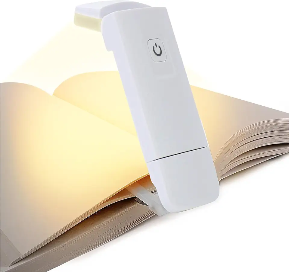 Luz de Leitura para Livro,​Luminária de Leitura com Clipe e Braço Flexível USB Recarregável - Brilho & Cor Ajustáveis, Luz Ampla Cuidados com os Olhos, Ideal para Leitura na Cama e à Noite