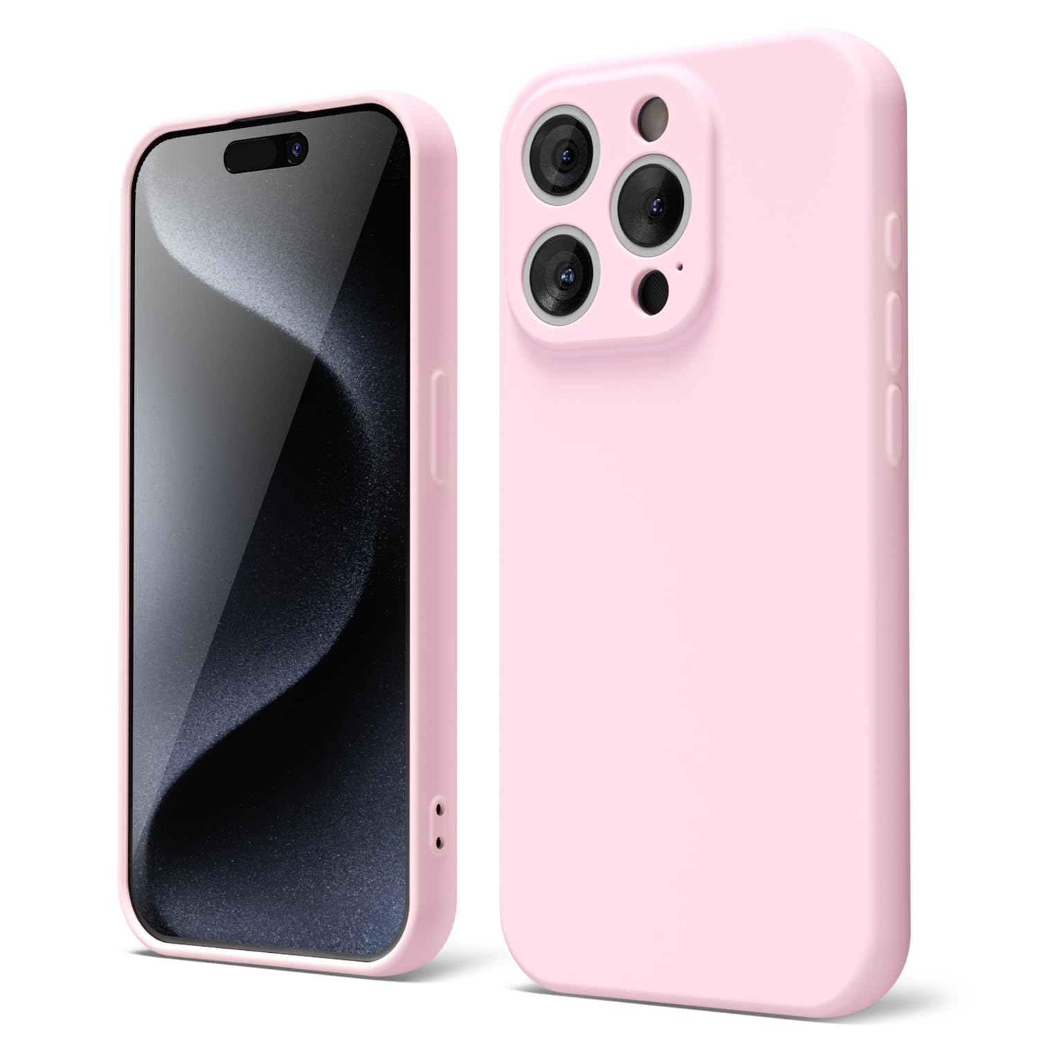 oakxco for iPhone 16 Pro Max Case Liquid Silicone, Soft Rubber Gel Elegant Aesthetic Basic Simple Cover, Cute Thin Slim TPU Matte Solid Color Plain Smooth Case for Women Girl, Light Pink — view 1636