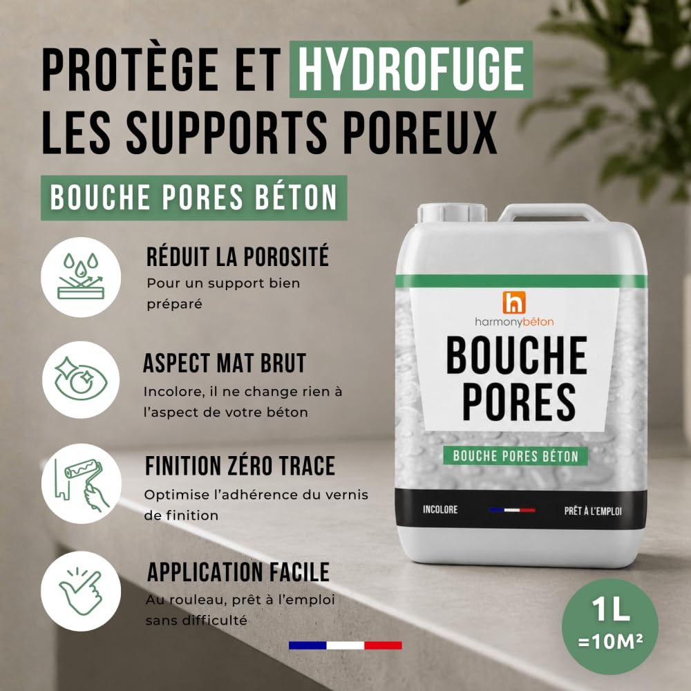 Harmony Béton - Bouche Pores Béton – Imperméabilisant Hydrofuge pour Préparation des Supports Poreux, Couvre env. 50–60 m² – 5 L – beton harmony