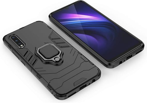 LuluMain Compatible with vivo S1, iQOO Neo Case, Metal Ring Grip Kickstand Shockproof Hard Bumper Shell (Works with Magnetic Car Mount) Dual Layer Rugged Cover for VIVO S1, VIVO iQOO Neo (Black)
