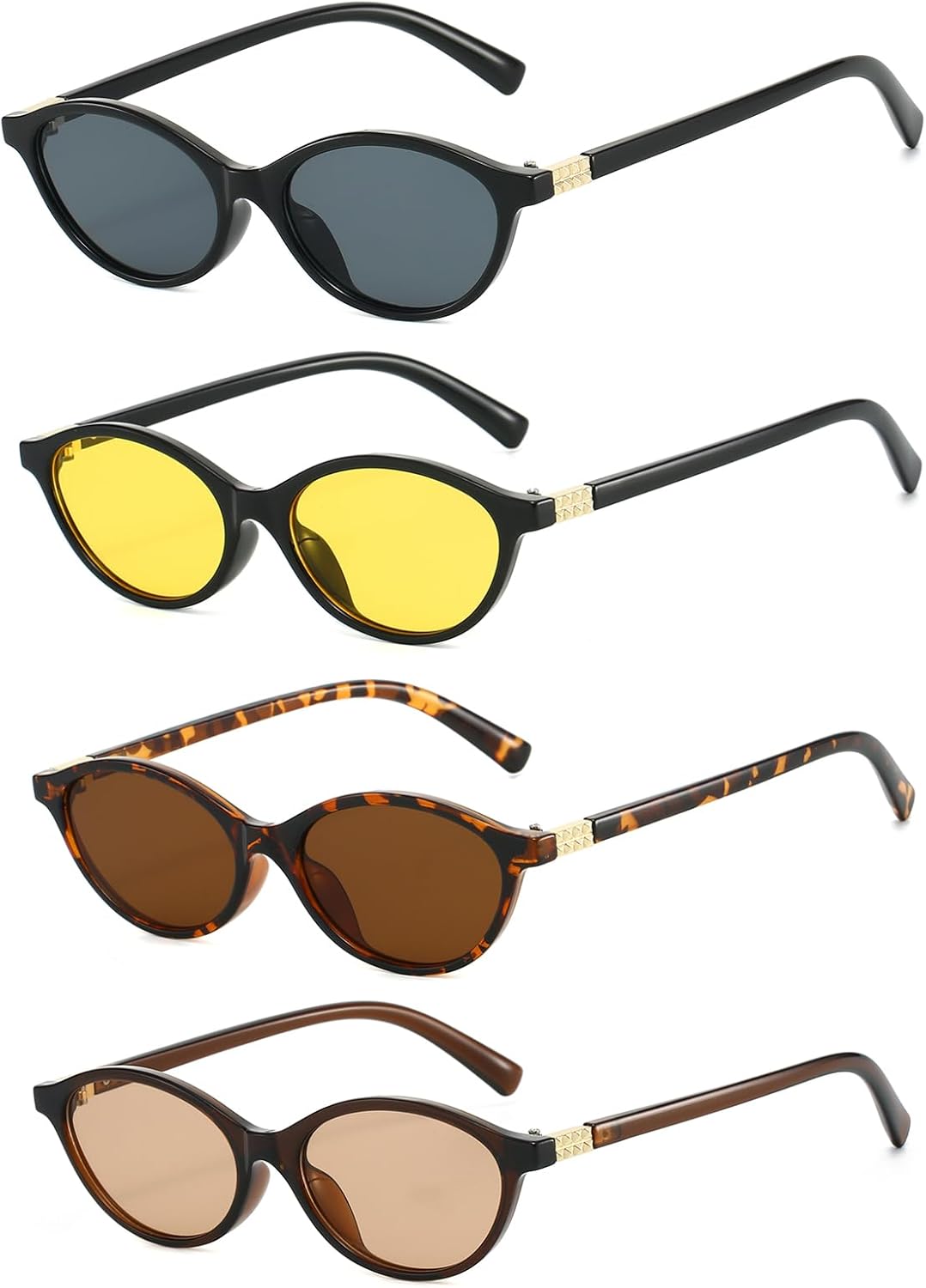 LJCZKA Retro Oval Sunglasses for Women Men 90s Small Oval Sun Glasses Trendy Vintage Y2K Cat Eye Shades UV400 Protection - Image 7