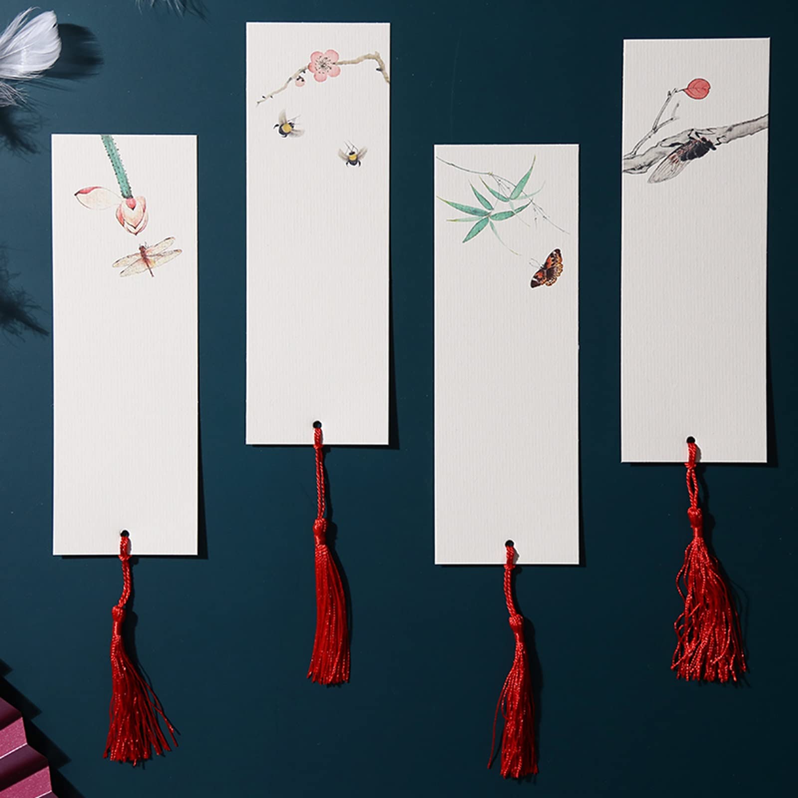 Lesezeichen 10 stücke Farbe verdickte Lesezeichen mit Quasten Wasserkörniger Papier können handschriftliche 8 Arten 7x21cm Buch Markierungen (Color : 3)