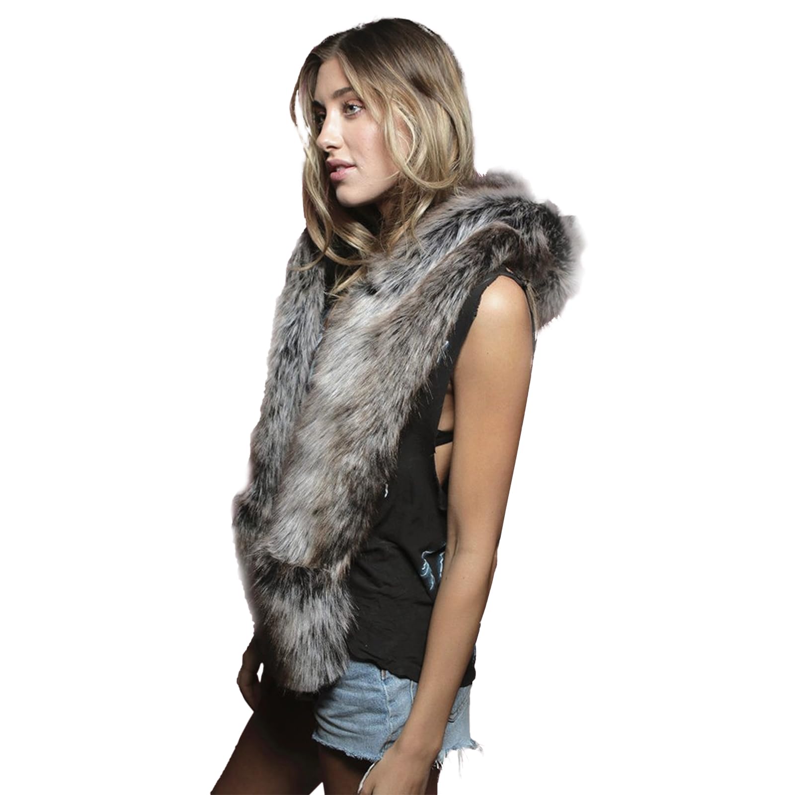 JIAHG Chapeau Femme Fausse Fourrure 3 en 1 Bonnet Foulard et Moufles Chapeau de Trappeur Hiver Capuche Épais Chaud Thermique pour Ski Neige Camping Randonnée