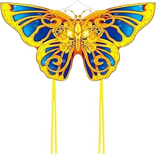 Kites for Kids Adults Yellow Metal Butterfly Kite Breeze Easy to Fly Adult Outdoor Sports Kite Children Kites Long Tail Kites Easy Fly Kites Kite Toys