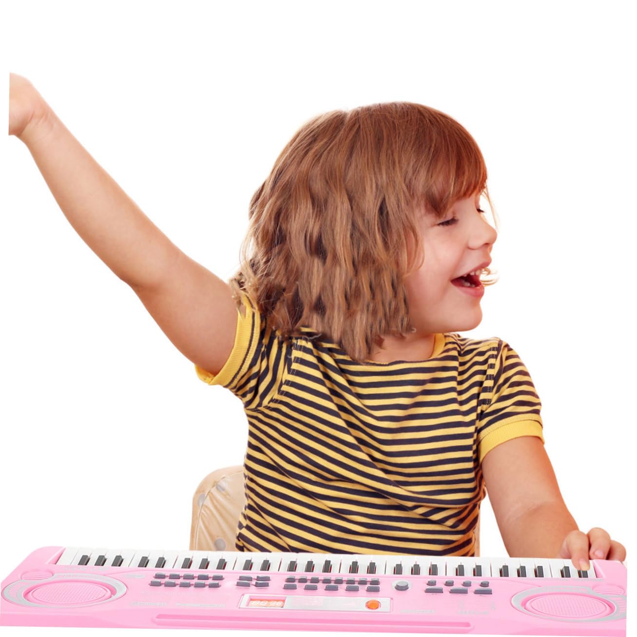Hemobllo Juguete Piano Electrónico para Niños 61 Teclas Rosa Multifuncional Micrófono Juguete Educativo Musical para Aprendizaje Temprano y Desarrollo Infantil